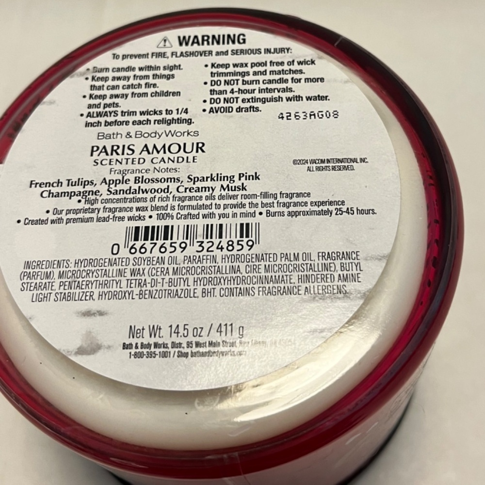 Bath & Body Works PARIS AMOUR EMILY IN PARIS Candle 3 Wicks 14.5 oz NEW - Picture 6 of 7